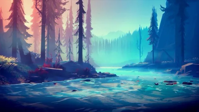 Painted Forest River Twilight Nature Wallpaper