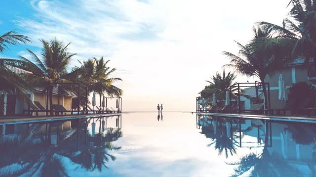 Palm Resort Infinity Pool Nature Wallpaper