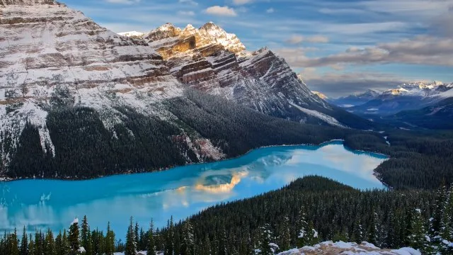 Turquoise Glacier Lake Peaks Nature Wallpaper