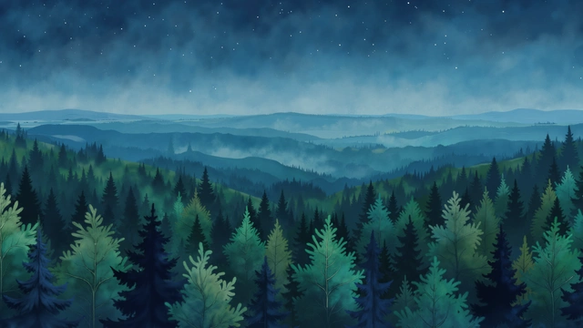 Night Pine Forest 4K Wallpaper