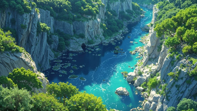 Turquoise River Canyon 4K Wallpaper