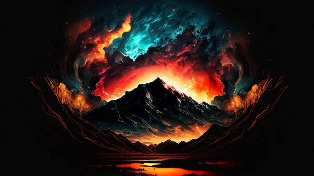 Volcanic Mountain Fire 4K Wallpaper
