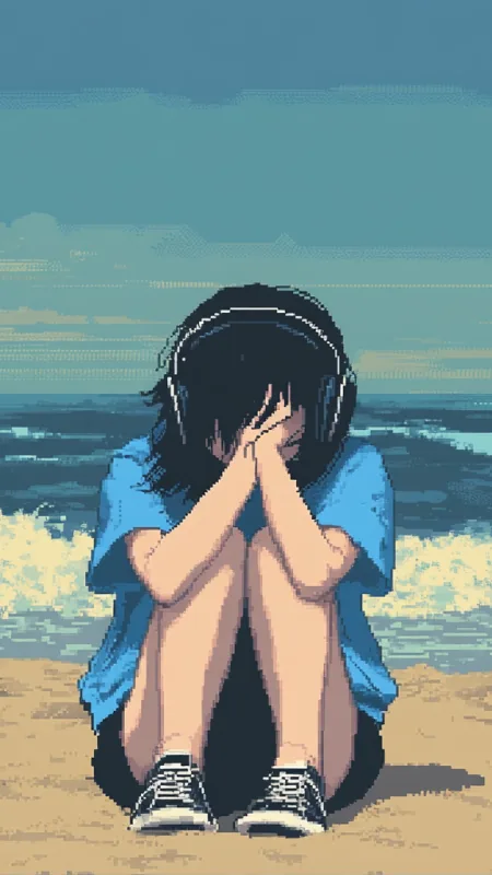 Alone Girl Art Style Minimalist HD Aesthetic Wallpaper