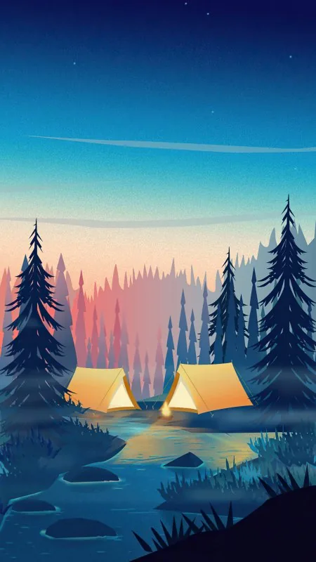 Camping Minimalism Aesthetic Wallpaper