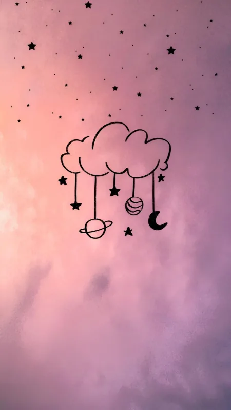 Cloud Doodle Dreamy Sky Aesthetic Wallpaper