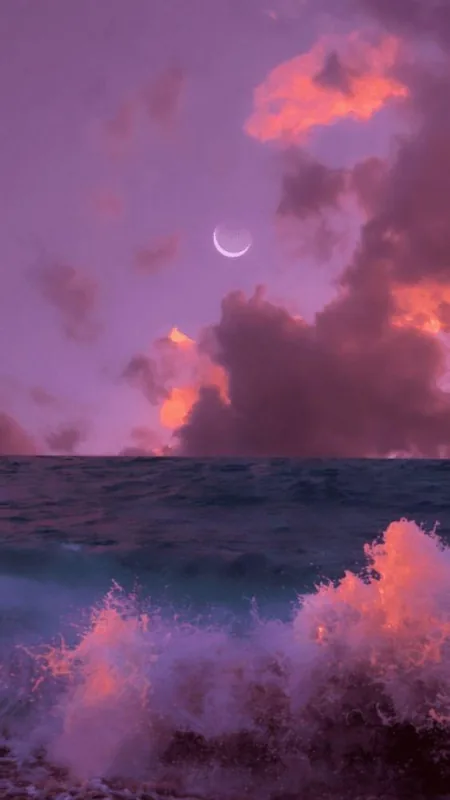 Clouds Aesthetic Sky Moon Phone Wallpaper