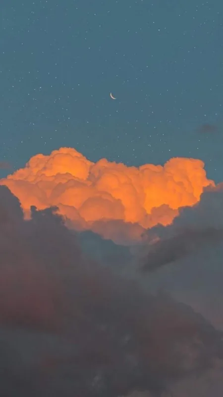 Clouds Aesthetic Sky Stars Moon Phone Wallpaper