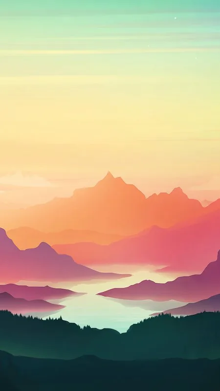 Colorful Sunset Minimal HD Aesthetic Wallpaper