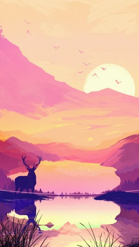 Deer Forest Minimal Aesthetic Wallpaper