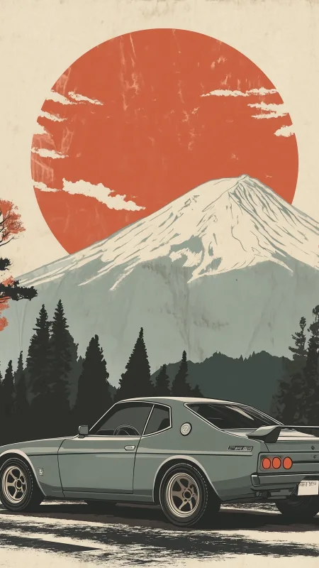 Hakosuka Gtr Mountains Clean Minimalist HD Aesthetic Wallpaper