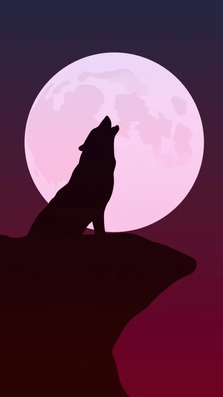 Aesthetic Howling Wolf Minimalist Wallpaper
