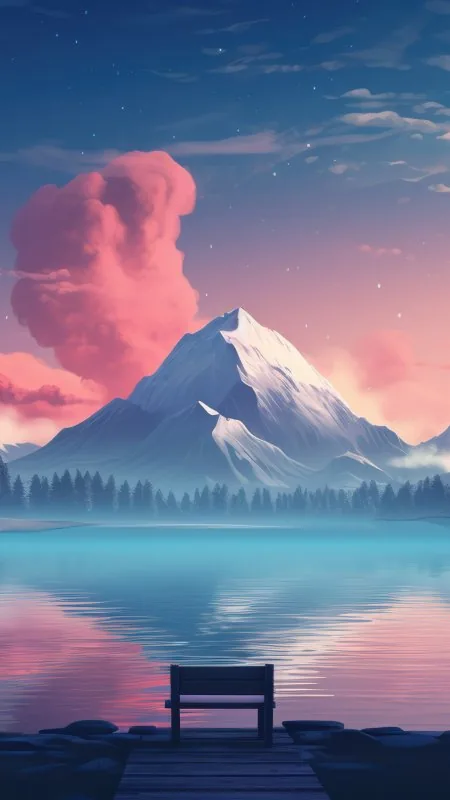 Lake Bench Minimal HD Aesthetic Wallpaper