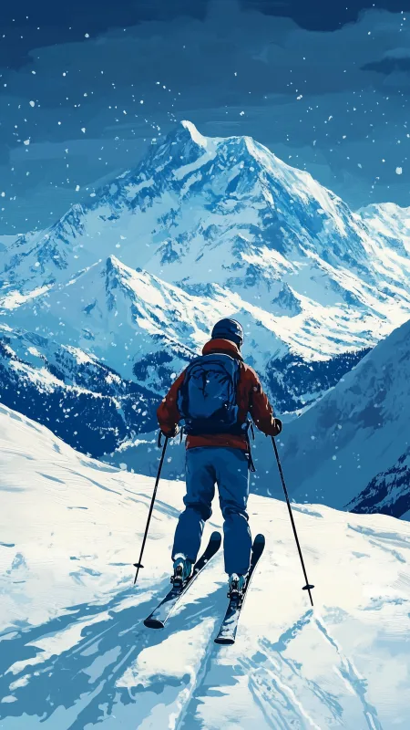 Aesthetic Minimalist Art Ski Resort Mountain Wallpaper