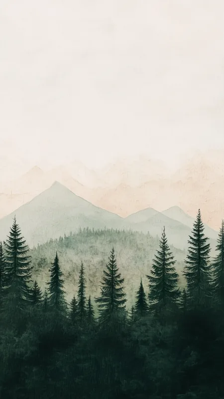 Minimalist Mountain Art HD Aesthetic Wallpaper