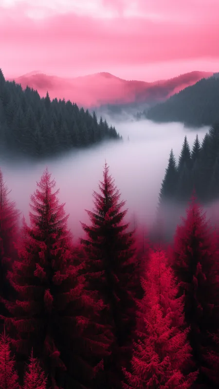 Aesthetic Minimalist Pink Mountains Wallpaper