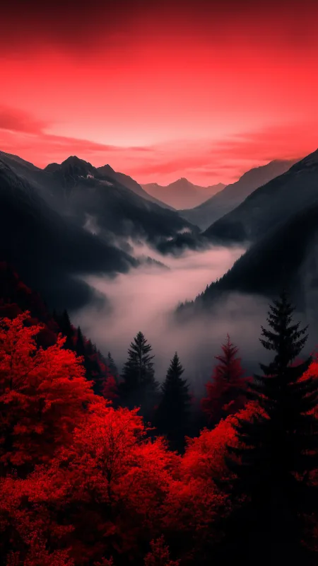 Aesthetic Minimalist Pink Mountains Wallpaper