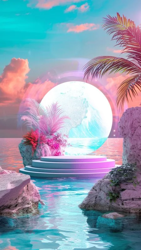 Aesthetic Ocean Bright Colors Phone Wallpaper
