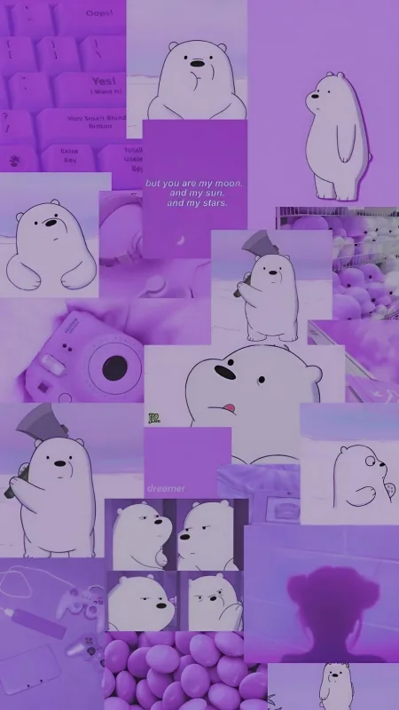 Purple Aesthetic Bears Phone Wallpaper