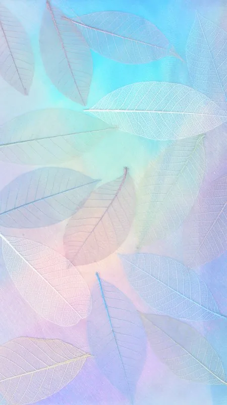 Sheer Leaves Pastel Gradient Aesthetic Wallpaper