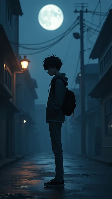 Alone Anime Boy Phone Wallpaper