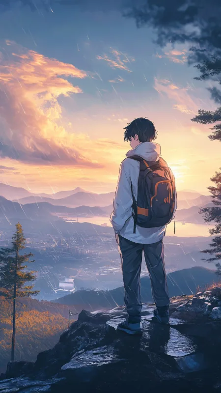 Alone Anime Boy Phone Wallpaper