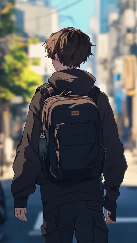 Alone Anime Boy Phone Wallpaper