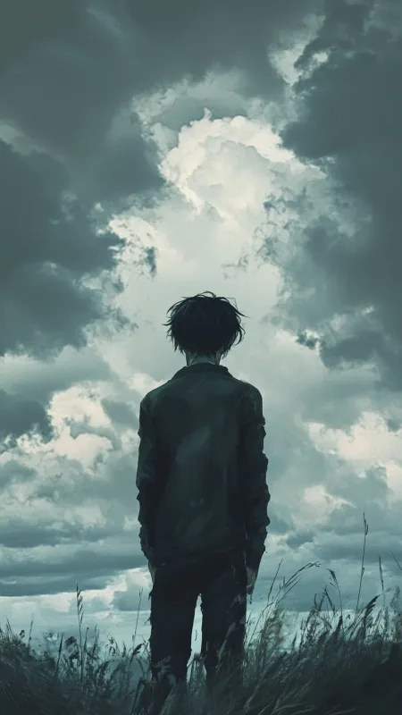 Alone Anime Boy Phone Wallpaper