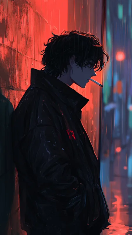 Alone Anime Boy Phone Wallpaper