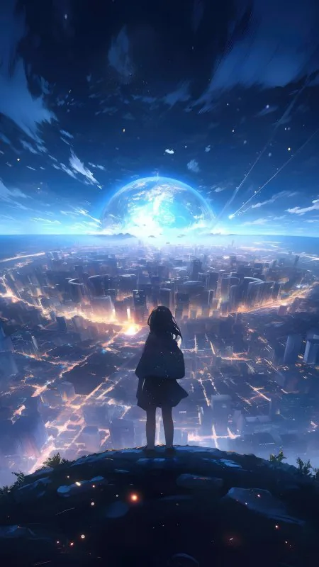Alone Anime Girl Phone Wallpaper