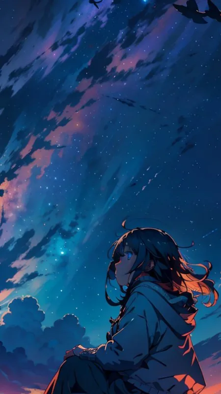 Alone Anime Girl Phone Wallpaper