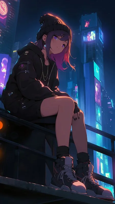 Alone Anime Girl Phone Wallpaper