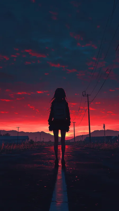 Alone Anime Girl Phone Wallpaper