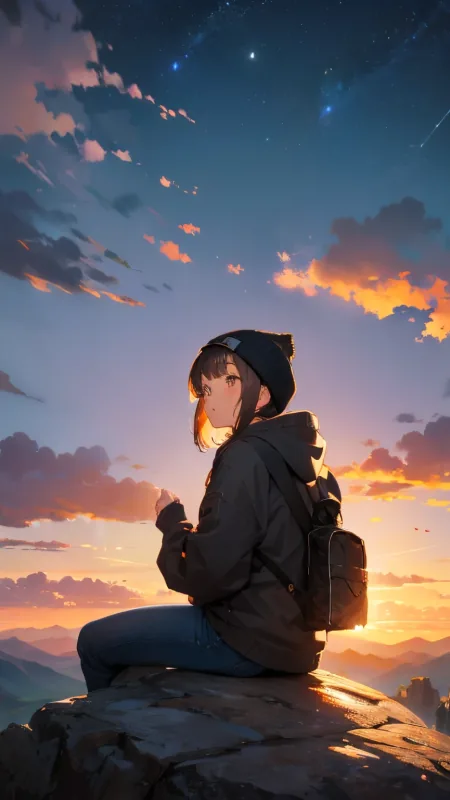Alone Anime Girl Phone Wallpaper