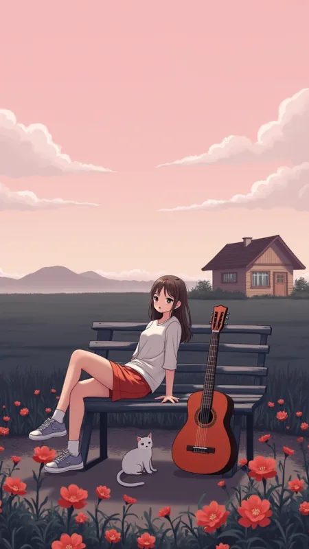 Alone Anime Girl Phone Wallpaper