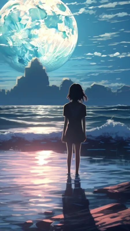 Alone Anime Girl Phone Wallpaper
