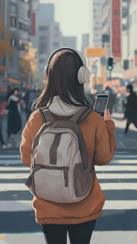Alone Anime Girl Phone Wallpaper