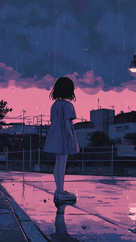 Alone Anime Girl Phone Wallpaper