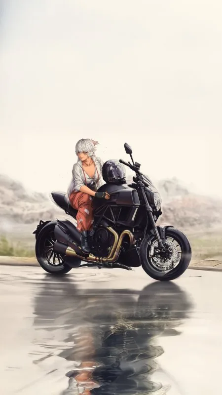 Anime Bike Rider Phone Wallpaper