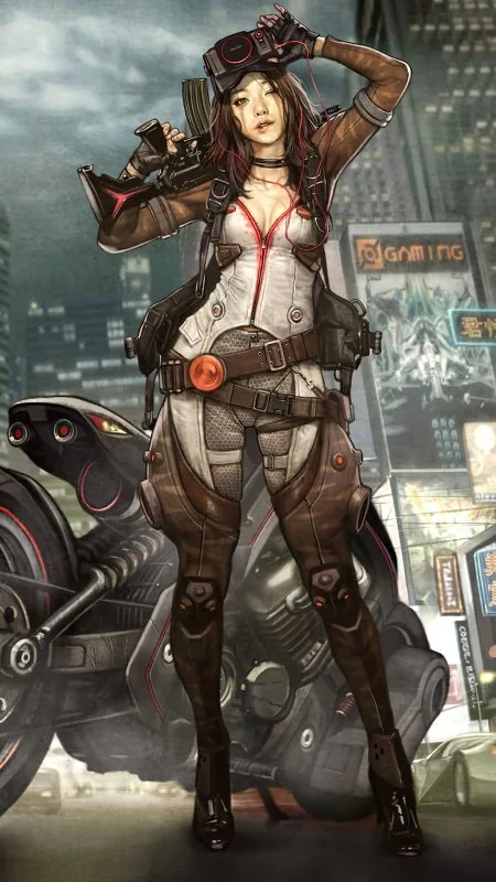 Anime Biker Girl Illustration Wallpaper