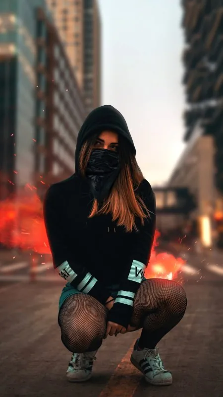 Anime Blonde Girl Sitting Face Covered Wallpaper