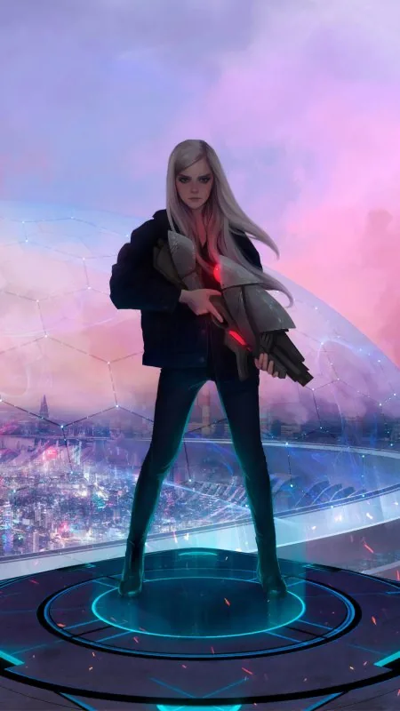Blonde Girl With Gun Science Ficiton HD Anime Wallpaper
