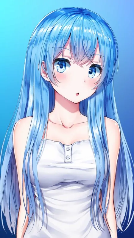 Blue Haired Anime Girl Wallpaper