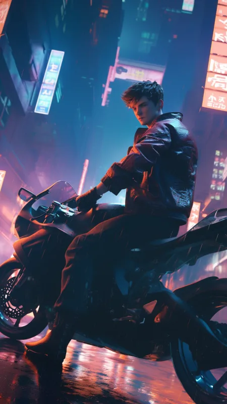 Anime Boy Biker Phone Wallpaper