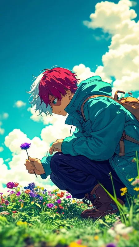 Boy Anime Flowers Wallpaper