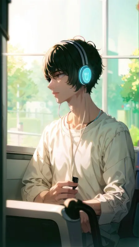 Anime Boy Headphones Wallpaper