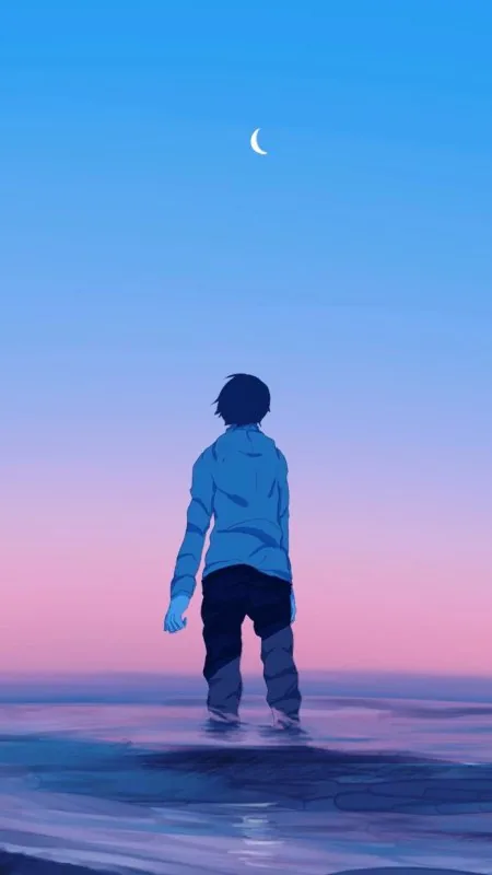 Anime Boy Sky Gradient HD Wallpaper
