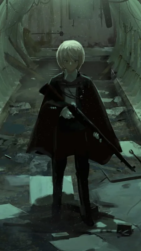 Cloaked Sniper In Tunnel Anime Wallpaper