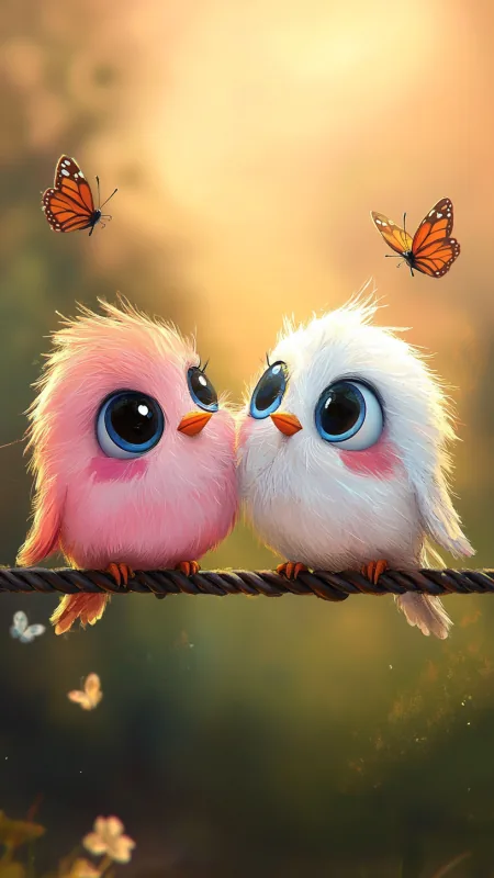 Cute Cartoon Birds HD Anime Wallpaper