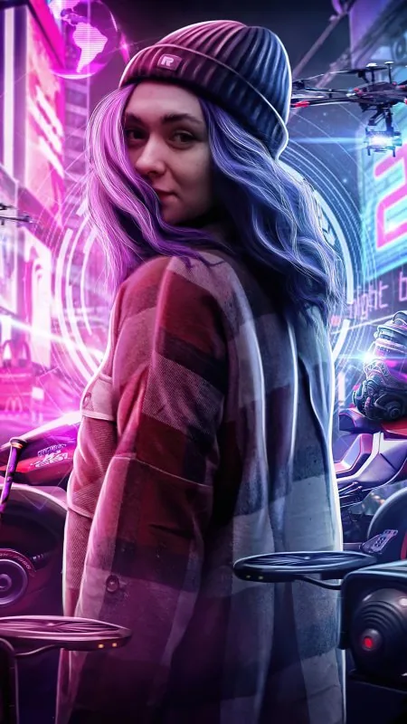 Cyber Girl Hat Winter HD Anime Wallpaper