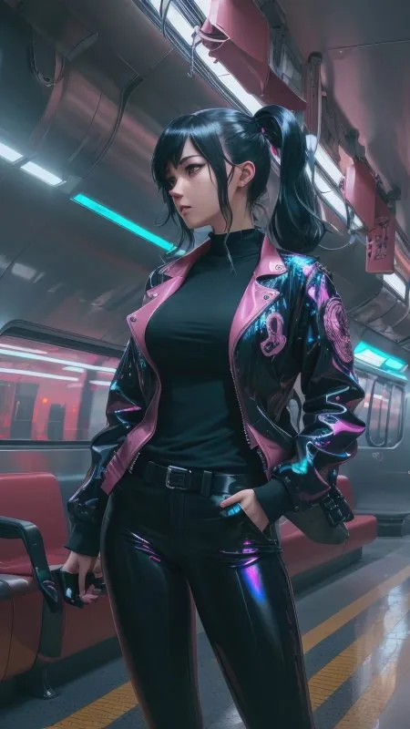Cyber Girl In Train Game Anime Wallpaper